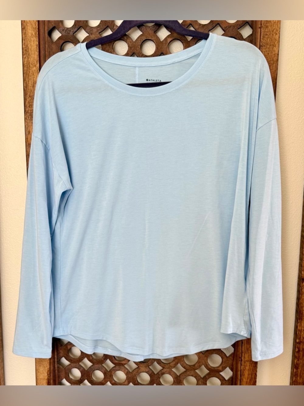 Athleta Modal Blend Relaxed Long Sleeve Top Blue Medium Soft Lightweight